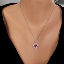 925 Ayar Gümüş Çiçekli Kelebek Kolye - Nusrettaki