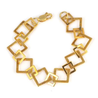 925 Ayar Gümüş Çift Boy Kare Model Bileklik - 1