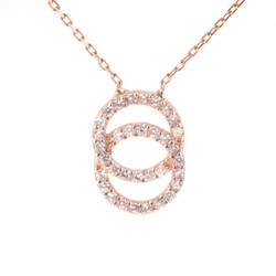 925 Ayar Gümüş Çift Halka Modeli Kolye, Pembe - Beyaz Taş - 4