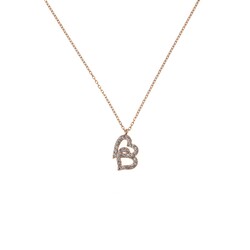 925 Sterling Silver Double Heart Necklace with White CZ - 6