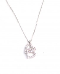 925 Sterling Silver Double Heart Necklace with White CZ - 3