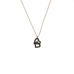 Sterling Silver Love Hearts Necklace with Black CZ - 6