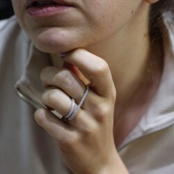 925 Ayar Gümüş Çift Parmak Çift Sıra Taşlı Yüzük - Nusrettaki