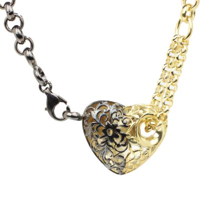 925 Sterling Silver Heart Necklace with Doch Chain - 2