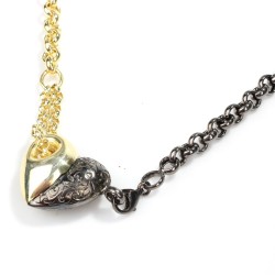 925 Sterling Silver Heart Necklace with Doch Chain - 4