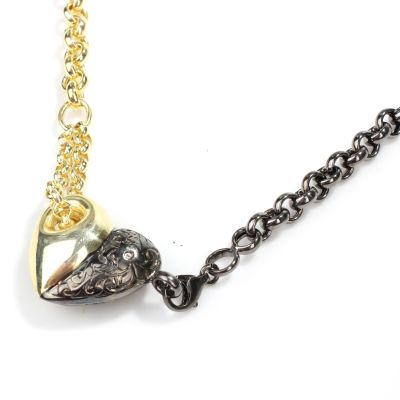 925 Sterling Silver Heart Necklace with Doch Chain - 4