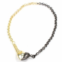 925 Sterling Silver Heart Necklace with Doch Chain - 5