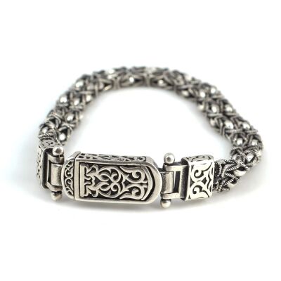 925 Ayar Gümüş Çift Sıra Kral Bileklik - 1