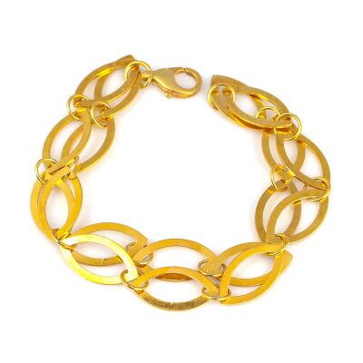 925 Ayar Gümüş Çift Sıralı İtalyan Elips Zincir, Sarı - 1