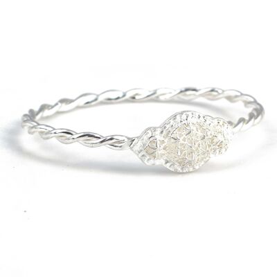 925 Ayar Gümüş Çift Tel İnce Yıldız Kaşlı Burma Bilezik - 2