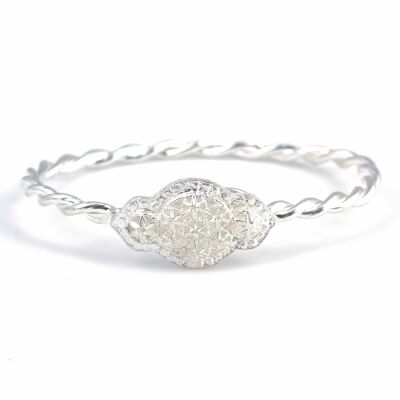 925 Ayar Gümüş Çift Tel İnce Yıldız Kaşlı Burma Bilezik - 3