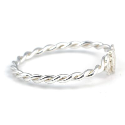 925 Ayar Gümüş Çift Tel Oval Kaşlı Burma Bilezik - 3