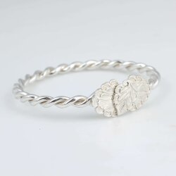 925 Ayar Gümüş Çift Tel Yaprak Kaşlı Burma Bilezik - Nusrettaki (1)