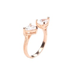 925 Ayar Gümüş Çiftli Damla Taşlı Yüzük - 3