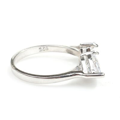 925 Ayar Gümüş Çiftli Damla Taşlı Yüzük - 6