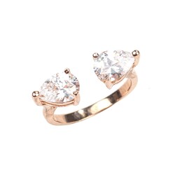 925 Ayar Gümüş Çiftli Damla Taşlı Yüzük - 7