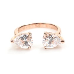 925 Ayar Gümüş Çiftli Damla Taşlı Yüzük - 10