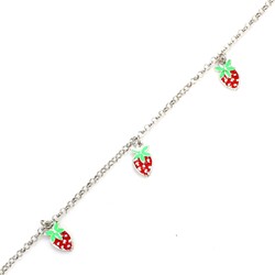 925 Ayar Gümüş Çilekli Mineli Halhal - 9