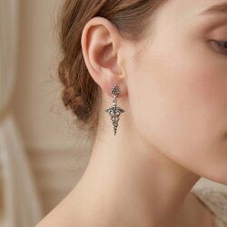 925 Ayar Gümüş Çivi Tıp Sembolü Küpe - Nusrettaki