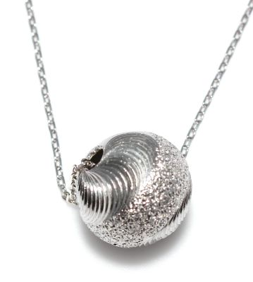 925 Sterling Silver Striped Christmas Ball Design Necklace - 2
