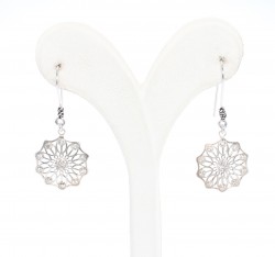 925 Silver Polygonal Flower Stoned Earrings - 3
