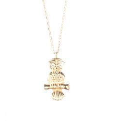 Sterling Silver Owl Designer Charm Necklace, Gold Vermeil - Nusrettaki (1)