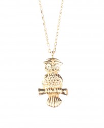 Sterling Silver Owl Designer Charm Necklace, Gold Vermeil - 3