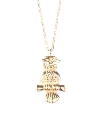 Sterling Silver Owl Designer Charm Necklace, Gold Vermeil - 3