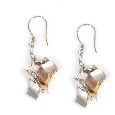 925 Ayar Gümüş Dalgalı Model Sallantılı Küpe - 2