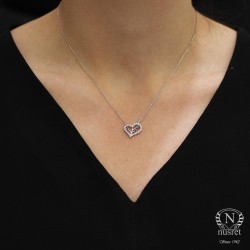 Nusrettaki - Sterling Silver Life in a Heart Dainty Necklace