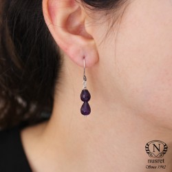 925 Silver Drop Dangle Earrings, Amethysts - Nusrettaki (1)