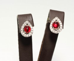 925 Silver Entourage Ruby Drop Earrings - Nusrettaki (1)