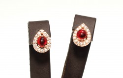 925 Rose Silver Entourage Ruby Drop Earrings - Nusrettaki (1)