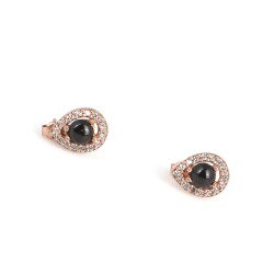 925 Rose Silver Entourage Onyx Drop Earrings - Nusrettaki