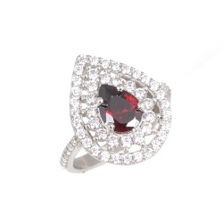 925 Ayar Gümüş Damla Garnet Taşlı Yüzük - Nusrettaki