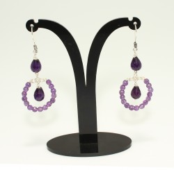 925 Silver Amethyst Hoop Earrings - 4