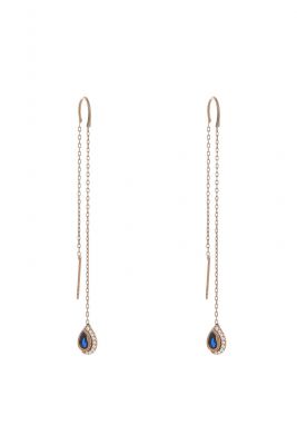 925 Rose Silver Threader Earrings with Green Zircon - 1