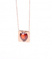 Silver Necklace with Drop Ruby - Nusrettaki (1)