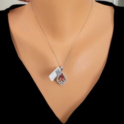 925 Ayar Gümüş Damla Zultanit Taşlı Kalpli Model Kolye - Nusrettaki