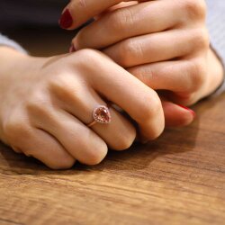 925 Ayar Gümüş Damla Anturaj Model Zultanit Taşlı Yüzük - Nusrettaki