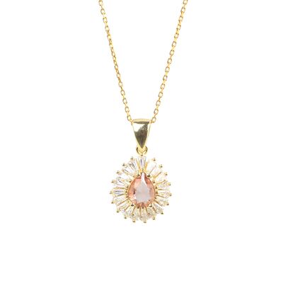 925 Ayar Gümüş Damla Zultanit ve Baget Taş Kolye - 2