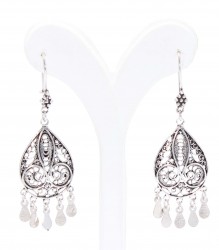 925 Silver Lace Patterns Dangle Filigree Earrings - Nusrettaki (1)