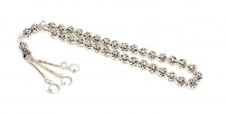 Silver Sphere Cutting Prayer Beads & Crescent and Star Design Tassel - Nusrettaki