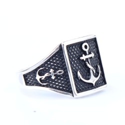 Sea Anchor Design Men's Ring, Sterling Silver - Nusrettaki