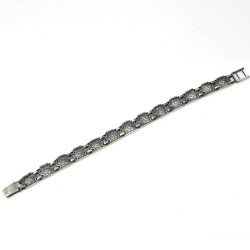 Sterling Silver Tennis Bracelet , Black - 4