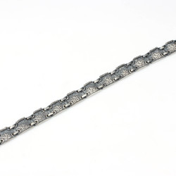 Sterling Silver Tennis Bracelet , Black - 5