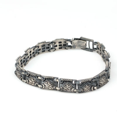 Sterling Silver Tennis Bracelet , Black - 2