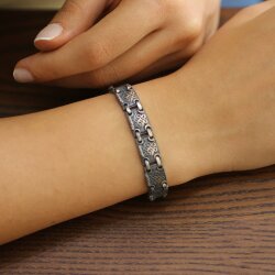 Sterling Silver Tennis Bracelet , Black - 3