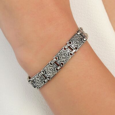 Sterling Silver Tennis Bracelet , Black - 1