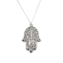 925 Ayar Gümüş Desenli Fatma Ana Eli Kolye - Nusrettaki (1)